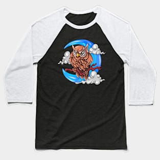 Owl and the Moon Baseball T-Shirt